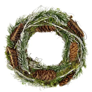 Kunstkranz Natur-Kranz Tannenzweige/Zapfen/Reisig Zapfen, I.GE.A., Höhe 25 cm, Weihnachtskranz Dekokranz Kranz Adventskranz Türkranz Weihnachtsdeko beige