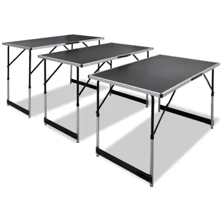 furnicato Tapeziertisch Höhenverstellbare Tapeziertische 100x60 cm Schwarz, 3er Set (1-St), Klappbare Arbeitstische mit MDF-Platte und stabilen Eisenbeinen schwarz