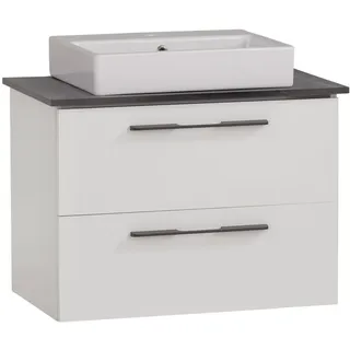 Schildmeyer Waschtisch Maxim 701861, eckiges Aufsatzbecken, weiß matt/Marmor Optik