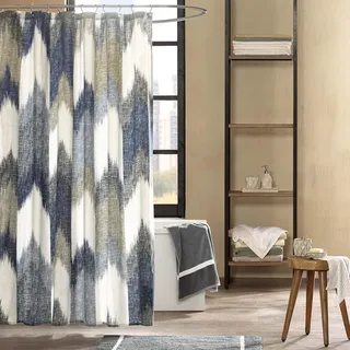 Duschvorhang 182 x 182 cm, marineblau, Baumwolle, für Badezimmer