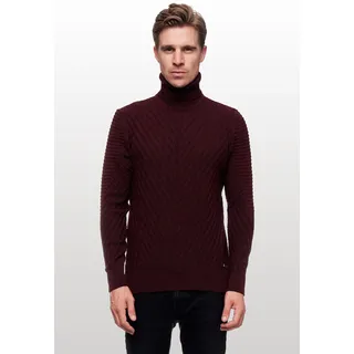 RUSTY NEAL Rollkragenpullover RUSTY NEAL, Herren, Gr. 3XL, rot (weinrot), 70% Polyacryl, 30% Baumwolle, unifarben, normal, hoch geschlossener Ausschnitt, Pullover Rollkragenpullover, in stilvollem Feinstrick