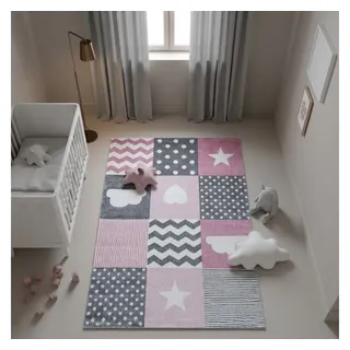 KADIMA DESIGN TASNA Kinderteppich 140 x 200 cm Rosa