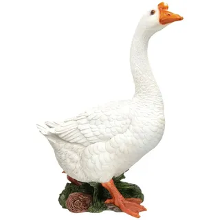 Figuren Shop GmbH Gartenfigur Weiße Höckergans XL – Gartenfigur Gans wetterfest 63,5 cm Dekofigur