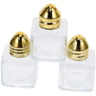 JECOMPRIS Salzstreuer mit Einfacher Dosierkontrolle Kleiner aus Glas und Edelstahl 3 Stück 15ml Gewürzbehälter und Robuster Salzlagerung für Küche