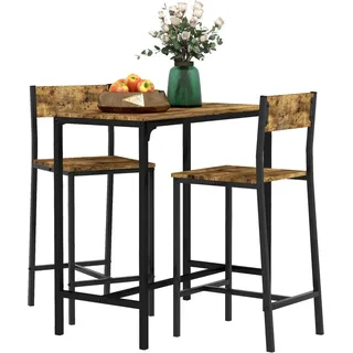 Bar Set Mit Tisch Und 2 Hockern Mdf Und Metall Braun 212948164 212948164 212948164