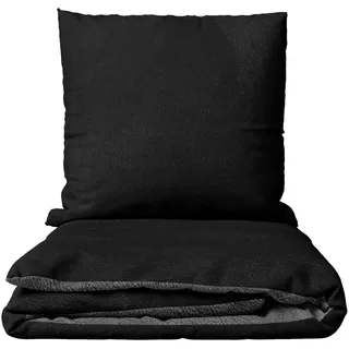 Leonado Vicenti Bettwäsche Winter flauschig warm, Fleece, 3 teilig, Thermofleece kuschelig weich, Einfarbig schwarz