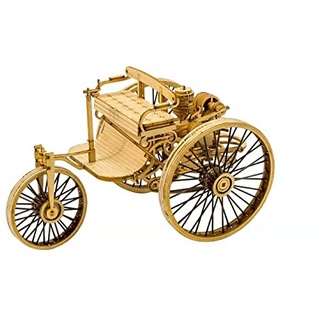 Holzmodell für das erste Auto der Welt, DIY 3D Holzpuzzle für das erste Automobil, Motorcar Fahrzeug Laserschneiden Holzhandwerk-Kits zum Bauen für Erwachsene, Lernspielzeug
