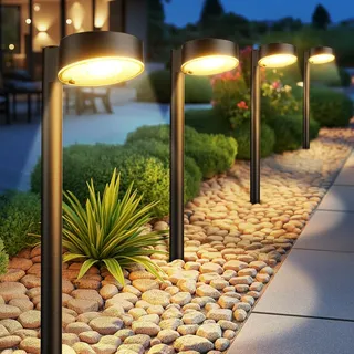 BUCASA Solarlampen für Außen Garten, 4X12 LEDs Helle Solarleuchten Deko | Längere Arbeitzeit, 3000K Warmweiß, IP65 Wasserdicht Solar Gartenleuchten für Rasen Terrasse Hof Gehweg Balkon Deko Geschenke