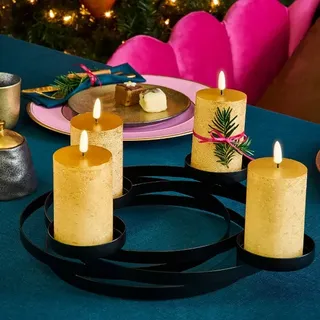 Leuchter Loops schwarz – Moderner Adventskranz aus Eisen