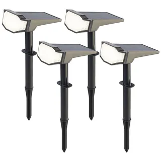 4er-Set High-Power-Solar-LED-Gartenspots, 650 lm, IP65, tageslichtweiß