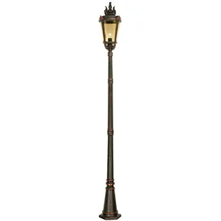 Licht-Erlebnisse Große Stehlampe Antik in Bronze 239cm hoch Vintage opulent BISHOP Mastleuchte Lampe Außen Garten Weg