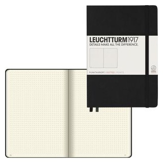 Leuchtturm1917 Notizbuch 329398 Medium, A5, gepunktet, 125 Blatt, schwarz, Hardcover