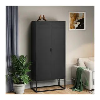 skølm Kommode Izar aus Metall (Schwarz), Highboard mit Doppeltür & höhenverstellbare Einlegeböden schwarz 180 cm