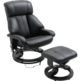 HOMCOM TV Sessel mit Liegefunktion, tiefe Polsterung, hohe Rückenlehne und Armlehnen, 360° Drehbar, Kunstleder, 76L x 80B x 102H cm, Schwarz   Aosom