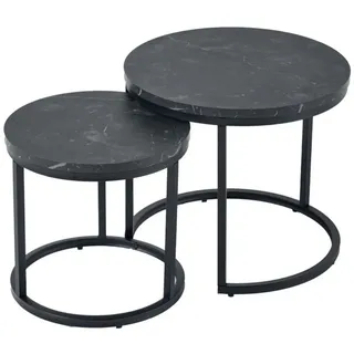 LebensWohnArt Couchtisch Modernes 2er Set Beistelltisch MARMO 45cm schwarz