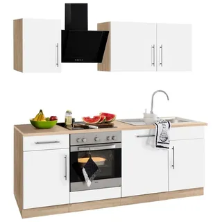 wiho Küchen Küchenzeile Cali, ohne E-Geräte, Breite 220 cm braun|weiß