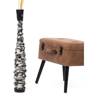Leewadee Große Deko Bodenvase Für Dekozweige, Hohe Standvase Für Pampasgras, Design Holzvase, 70 cm, Schwarz