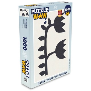 MuchoWow Puzzle Tulpen - Schwarz - Weiß - Blumen, 1000 Puzzleteile, Foto-Puzzle, Bilderrätsel, Puzzlespiele, Klassisch bunt