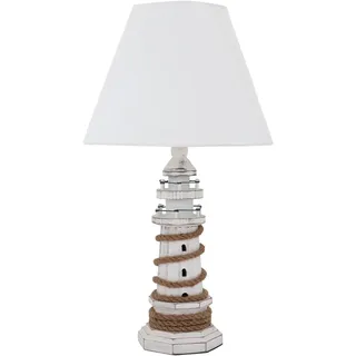 Grafelstein Tischlampe LIGHTHOUSE weiß braun Leuchtturm maritime Lampe Beach House E27