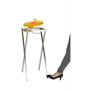PROREGAL® Mülleimer Scherenständer Fußpedal für 120L Sack 90x40x45 Edelstahl Gelber Deckel