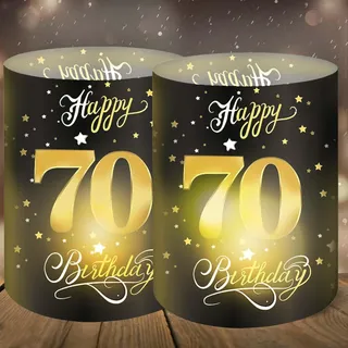12 Windlicht Tischdeko 70 Geburtstag, Windlichter Deko 70 Geburtstag Männer | 70 Jahre Happy Birthday Tischdeko, Geburtstag Tischdeko Frauen, Windlichter Deko für Teelichter oder Kerzen