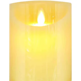 B & S LED Echtwachskerze rund bewegliche Flamme und Timer (H 25.5 x Ø 9 cm)