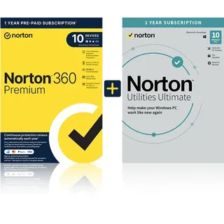 Norton 360 Premium + Utilities Ultimate, 10 Geräte - 1 Jahr, Download