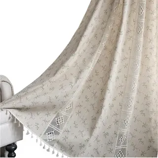 Minicloss Vorhang Boho-Vorhänge, Landhausstil Verdunkelungsvorhänge, Vintage Paneelvorhänge, geeignet für Küche und Wohnzimmer