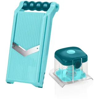 Genius Nicer Dicer Chef Professional Verstellbarer Gemüsehobel 2-tlg. Türkis