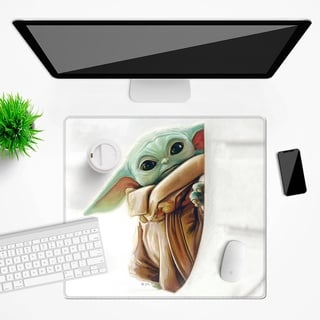 Ert Group Original offiziell lizenzierte Star Wars Schreibtischunterlage Baby Yoda 016 White, rutschfest, 50 x 45 cm