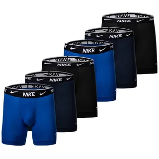 NIKE Herren Boxer Shorts, 6er Pack - Boxers, Cotton Stretch, einfarbig Blau/Schwarz S