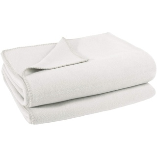 Soft-Fleece-Decke – Polarfleece-Decke mit Häkelstich – flauschige Kuscheldecke – 110x150 cm – 010 offwhite – von 'zoeppritz since 1828', 103291-010-110x150