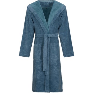 Vossen Unisex-Bademantel »Lynn«, Langform, Material-Mix, Kapuze, Gürtel, für Damen & Herren, mit Kapuze, aus Microfaser blau S
