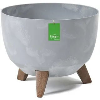 KAGM Pflanzschale Blumenschale mit Füßen Blumentopf in Betonoptik (Einsatz) grau 9.3 l | Ø 28.5 cm x 22.5 cm