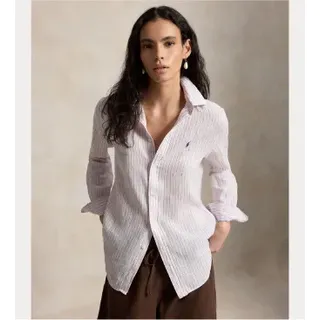 Polo Ralph Lauren für Damen. 211A96158011 Klassisches Leinenhemd weiß (M), Lässig, Langarm