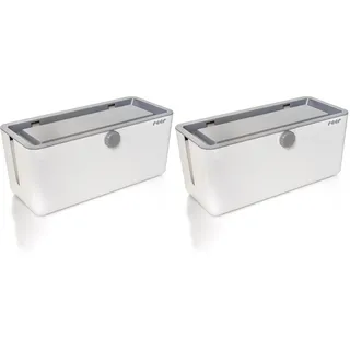 Reer 78020 CableGuard Kabelbox - kindersicheres Kabelmanagement für Kabel und Mehrfachsteckdosen, weiß (Packung mit 2)