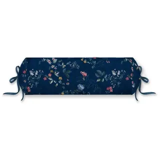 PiP Studio Dekokissen Nackenrolle Tokyo Bouquet Dark Blue, Zierkissen, Dekokissen blau rund | 70 cm x 22 cm x 22 cm