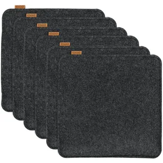 Miqio Sitzkissen 6 er Set Sitzkissen 6 Sitzauflage mit Antirutschnoppen 35 x 35 cm, Nachhaltig: Aus recycelten PET Flaschen hergestellt. grau 35 cm