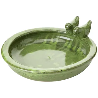 Esschert Design FB489, grüne Vogeltränke, Keramik, rund, 10,9 x 32,9 x 30,7 cm