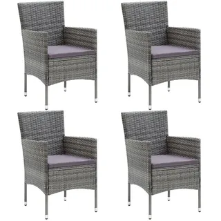vidaXL Polyrattan Garten-Essstühle 53 x 58 x 84 cm grau 4 St. 310563