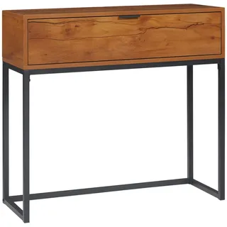Homcom Konsolentisch mit Stauraum, Sofatisch Flurtisch im Industriedesign, für Eingang, Wohnzimmer, Flur, Stahl, Natur, 80 x 30 x 76 cm