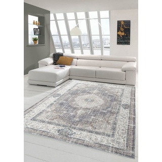 Teppich Klassischer Teppich mit Blumen Ornamenten & Pflanzen Verzierungen in grau beige, Teppich-Traum, rechteckig, Höhe: 2 mm beige|grau|lila 200 cm x 290 cm x 2 mm