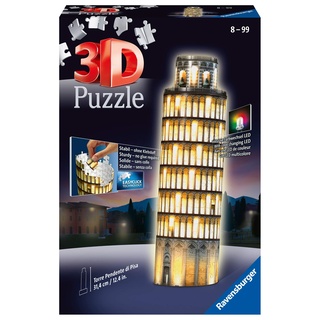 Ravensburger 3D Puzzle Schiefer Turm von Pisa bei Nacht 12515 - leuchtet im Dunkeln - 216 Teile - ab 8 Jahren