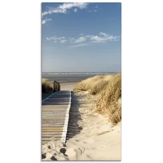 ARTland Wanddeko Glasbilder Wandbild Glas Bild einteilig 50x100 cm Hochformat Strand Meer Küste Nordsee Natur Landschaft Dünen Gräser Steg Maritim T5RM