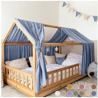 lilimaus Betthimmel Hausbett Himmel aus 100% Musselin-Baumwolle - in 12 Farben (1-tlg), Musselin Hausbett Himmel aus 100% Baumwolle, handgenäht blau 135 cm x 320 cm