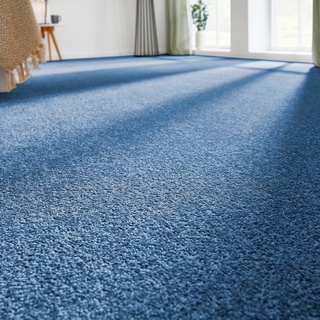 ANDIAMO Teppichboden "Kräuselvelours Ines" Teppiche Gr. B/L: 400 cm x 500 cm, 8,5 mm, 1 St., blau (dunkelblau) Teppichboden