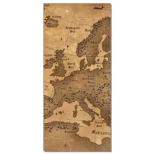 Wallario Selbstklebende Türtapete Alte Weltkarte Karte von Europa in englisch - Türposter 93 x 205 cm Abwischbar, rückstandsfrei zu entfernen