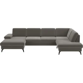 sit&more Wohnlandschaft SIT & MORE "Morris Jubi", braun (schlamm), B:335cm H:82cm T:212cm, 100% Polyester, Sofas, Wohnlandschaft, wahlweise mit Armteilverstellung, Bettfunktion & Bettkasten