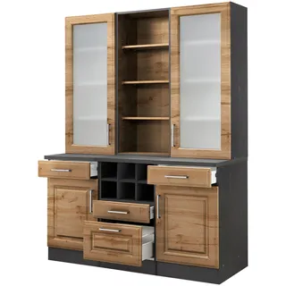 kochstation »KS-Stockholm«, hochwertige MDF-Fronten, 2 Glasrahmentüren, 200 cm hoch, viel Stauraum