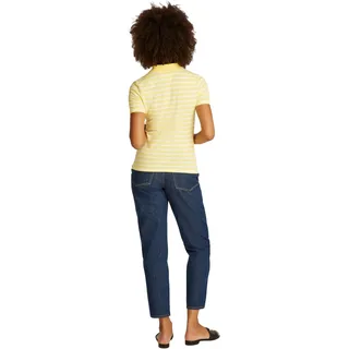 Tommy Hilfiger Damen Poloshirt Kurzarm 1985 Pique Slim Fit, Mehrfarbig (Citronella/Ecru STP), S